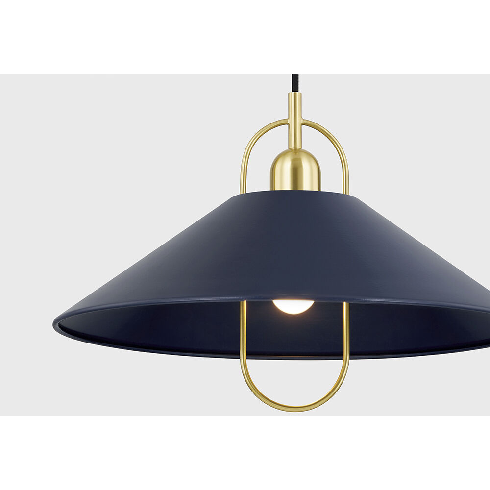 Mariel 1 Light 18 inch Aged Brass/Soft Navy Pendant Ceiling Light in Aged Brass and Soft Navy